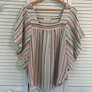 Beach Lunch Lounge Collection Zoey Top Women’s Size L Stripe Flowy Boho Beachy